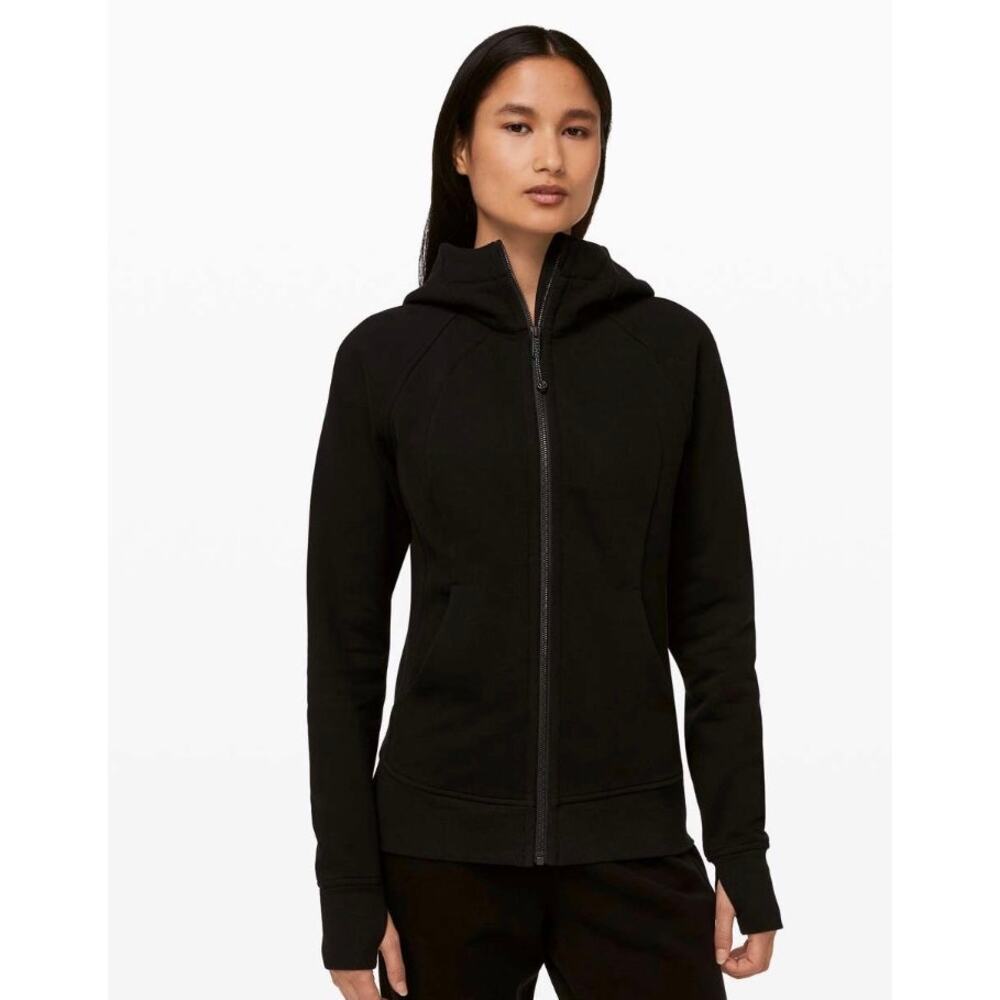 Lululemon Scuba Hoodie *Light Cotton Fleece Black Full Zip Size 6 pockets